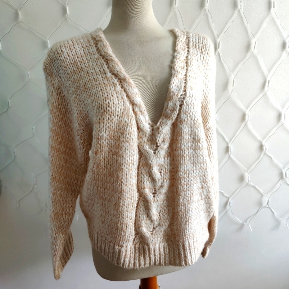 Whiteroom + Cactus Single Cable Pullover Sweater • Peaches & Cream • Size Medium